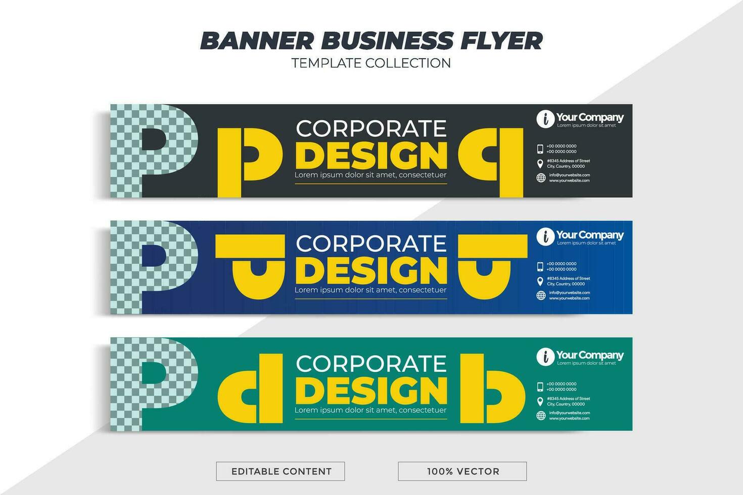 business banner with letter P. Can be used for your business needs. vector