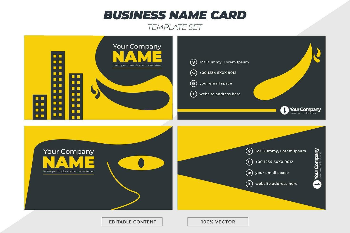 A business card with a professional design using dark gray and yellow colors vector