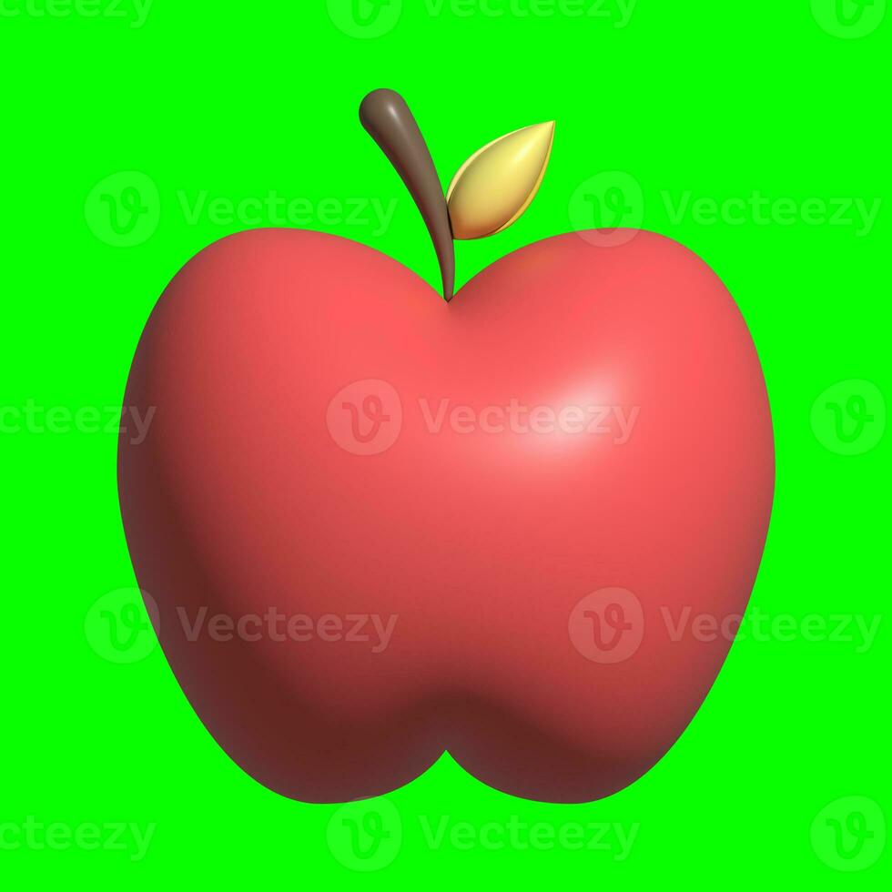 A 3D Apple Fruit asset with a greenscreen background photo