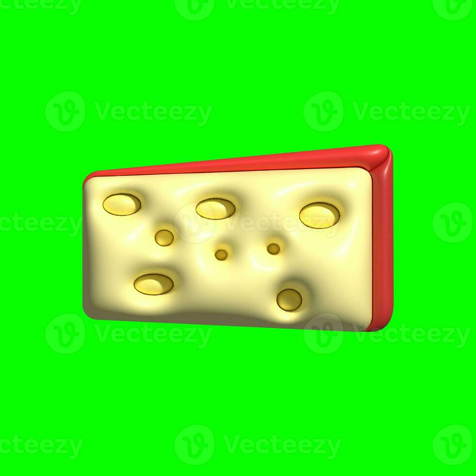 A 3D Cheese assets with a greenscreen background photo