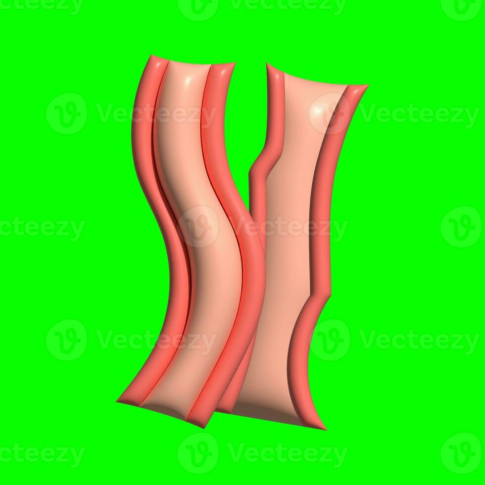 A 3D Bacon asset with a greenscreen background photo