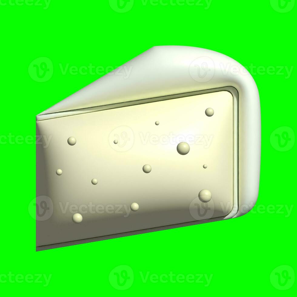 A 3D Cheese assets with a greenscreen background photo