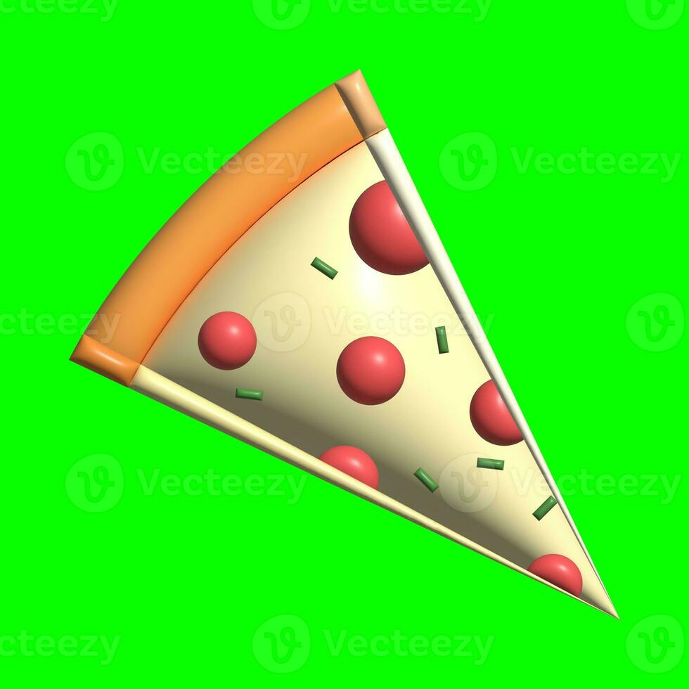 A 3D Pizza asset with a greenscreen background photo