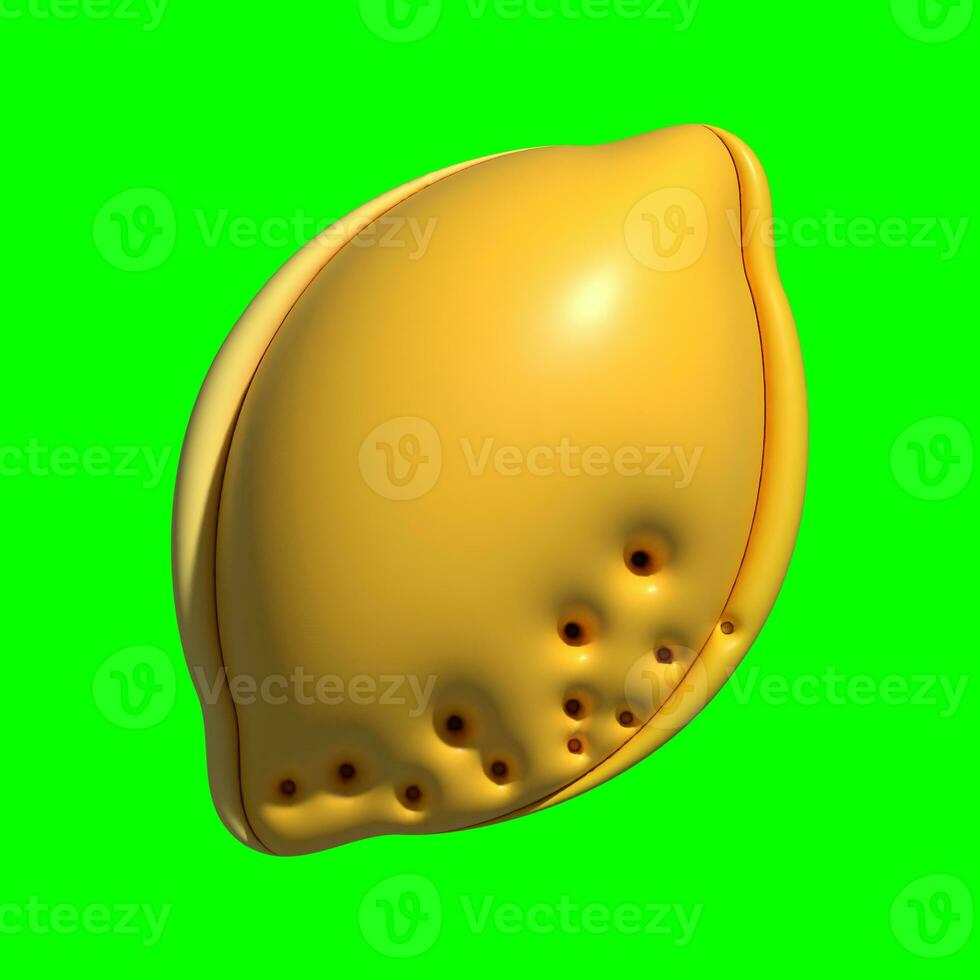A 3D Lemon Fruit asset with a greenscreen background photo