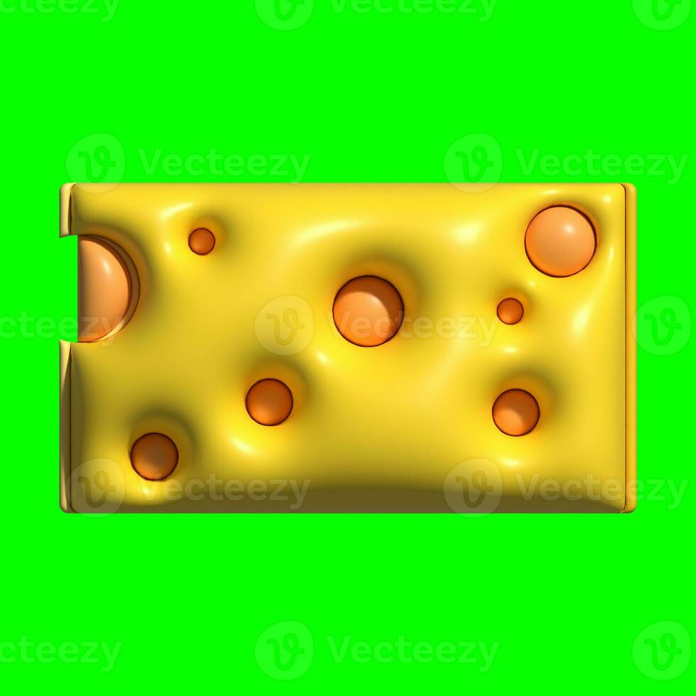 A 3D Cheese assets with a greenscreen background photo