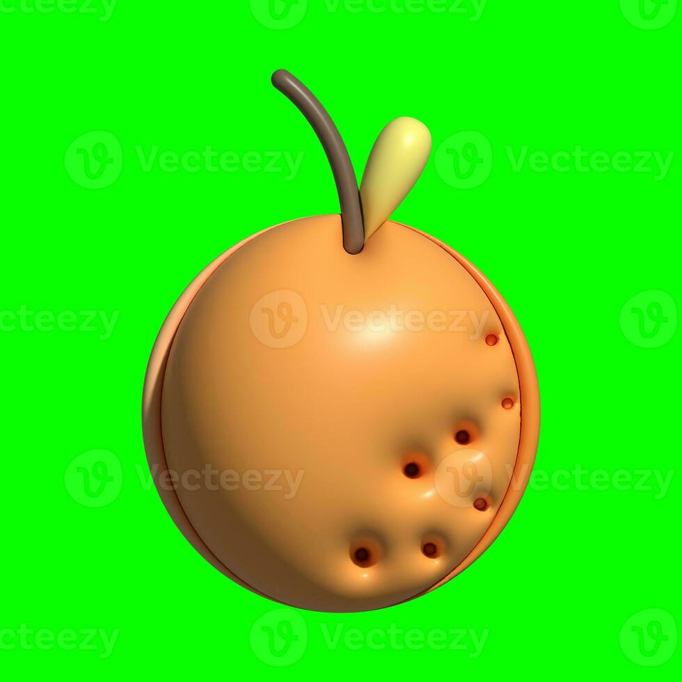 A 3D Orange Fruit asset with a greenscreen background photo