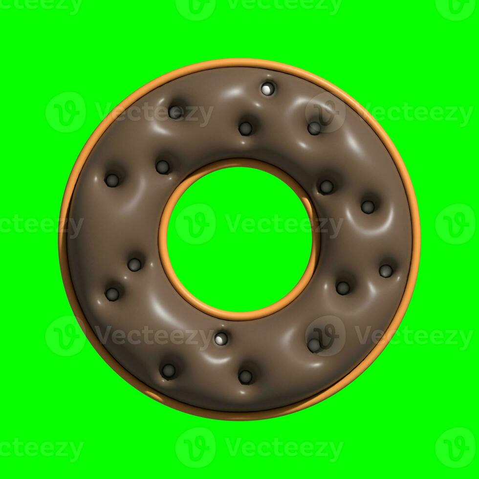 un 3d chocolate rosquilla activo con un pantalla verde antecedentes foto