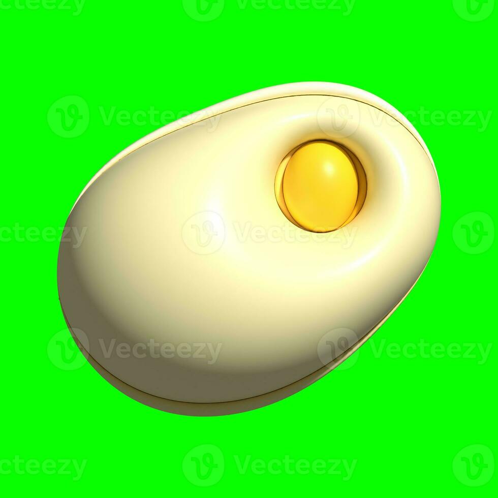 A 3D Fried Egg asset with a greenscreen background photo