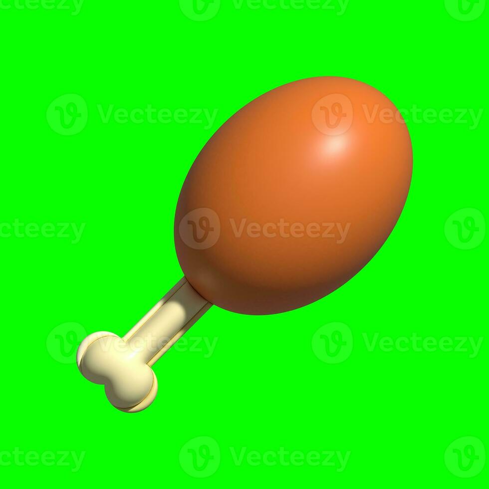 A 3D Fried Chicken asset with a greenscreen background photo