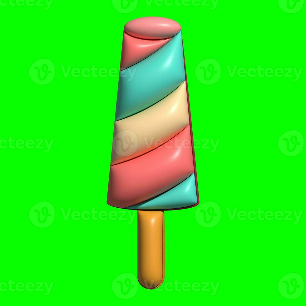 3D Ice Cream Graphic Assets with Greenscreen Background photo