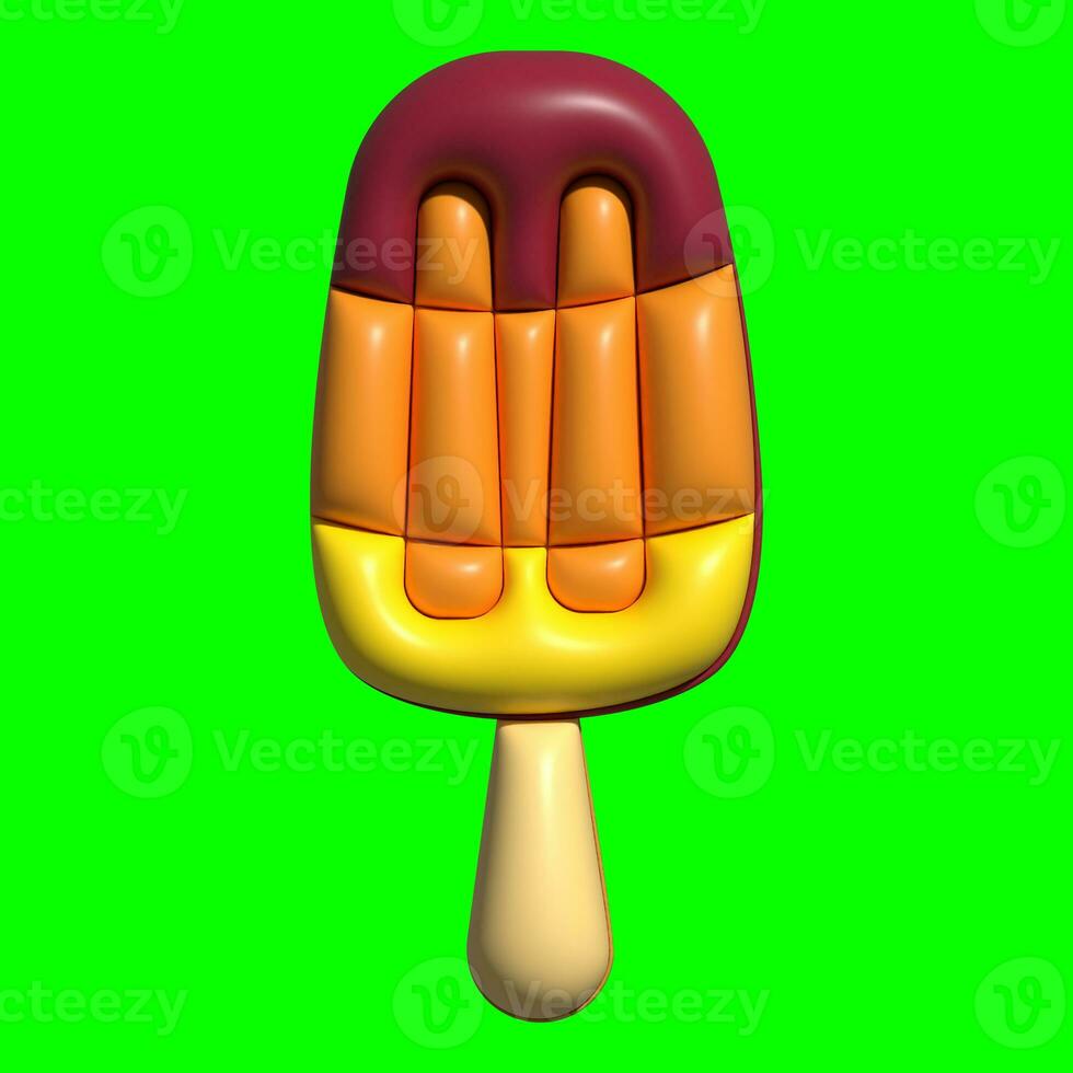 3D Ice Cream Graphic Assets with Greenscreen Background photo