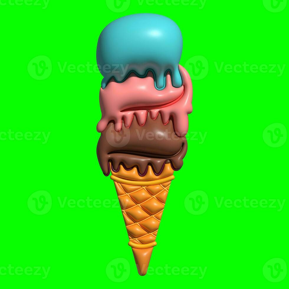 3D Ice Cream Graphic Assets with Greenscreen Background photo