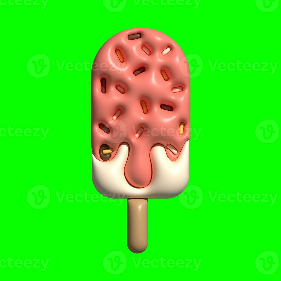 3D Ice Cream Graphic Assets with Greenscreen Background photo