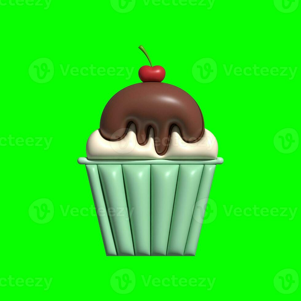 3D Ice Cream Graphic Assets with Greenscreen Background photo