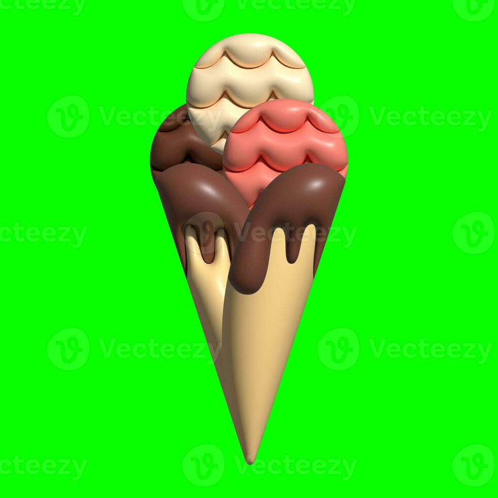 3D Ice Cream Graphic Assets with Greenscreen Background photo