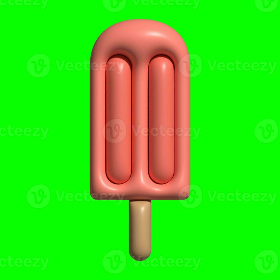 3D Ice Cream Graphic Assets with Greenscreen Background photo