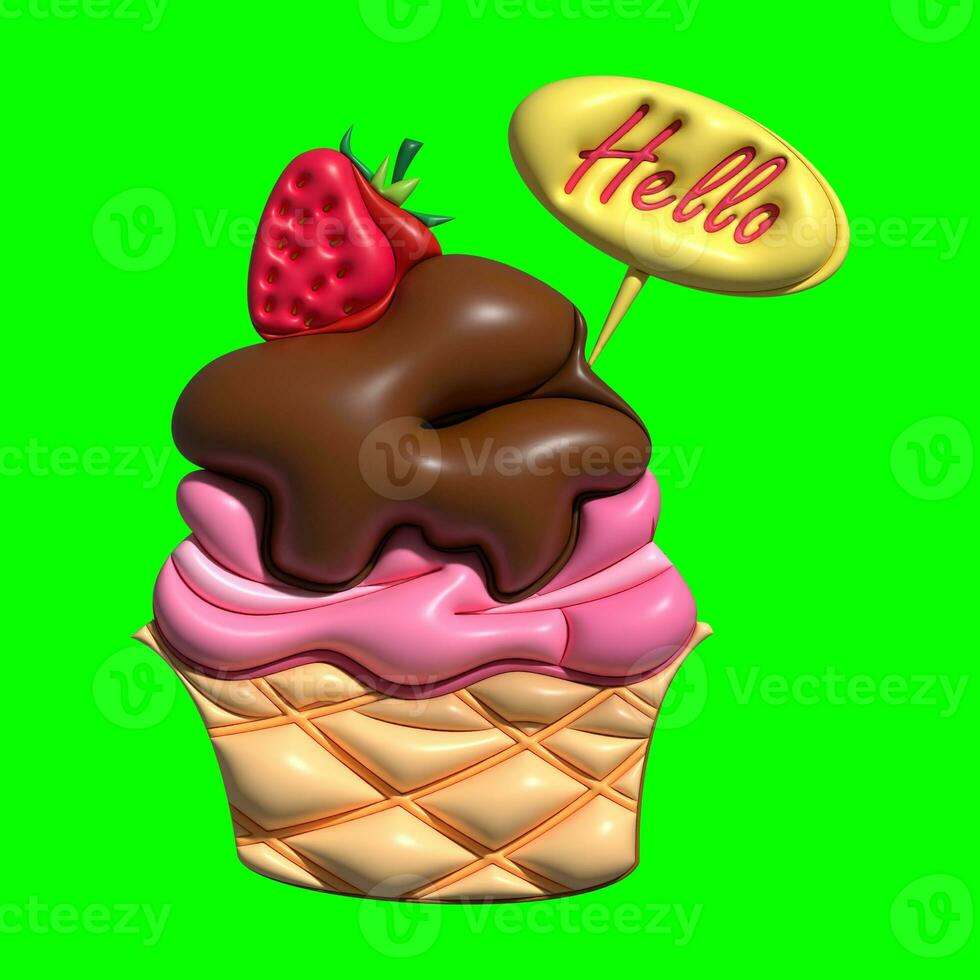 3D Ice Cream Graphic Assets with Greenscreen Background photo