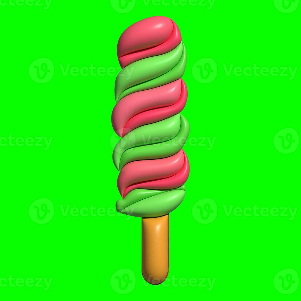 3D Ice Cream Graphic Assets with Greenscreen Background photo