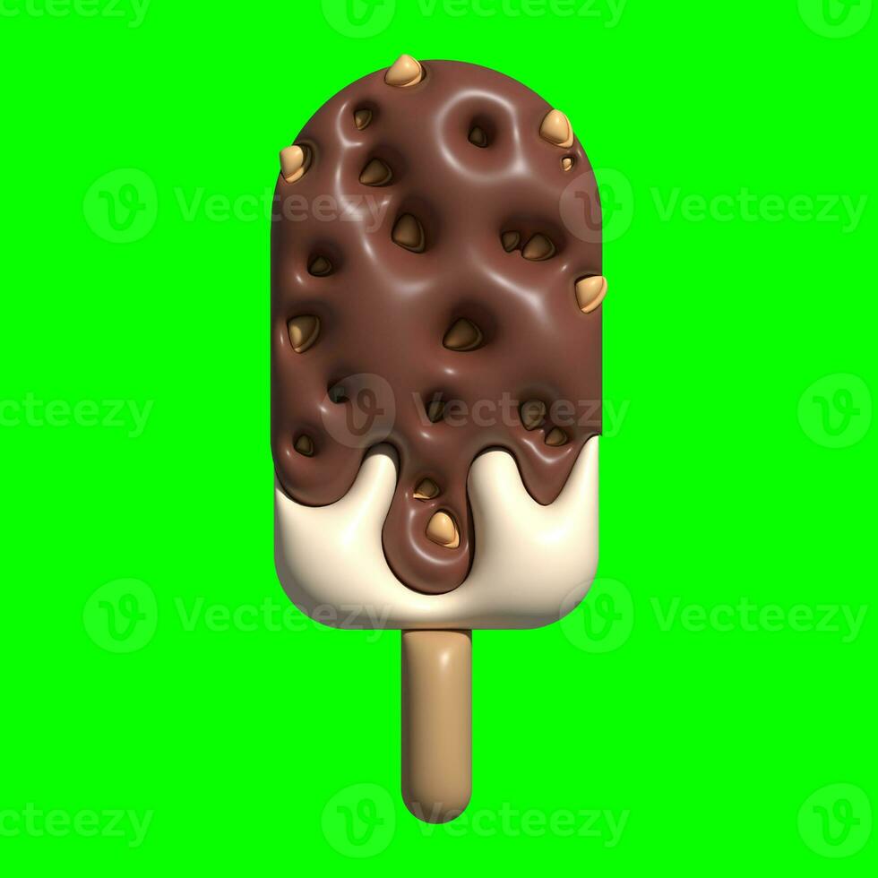 3D Ice Cream Graphic Assets with Greenscreen Background photo