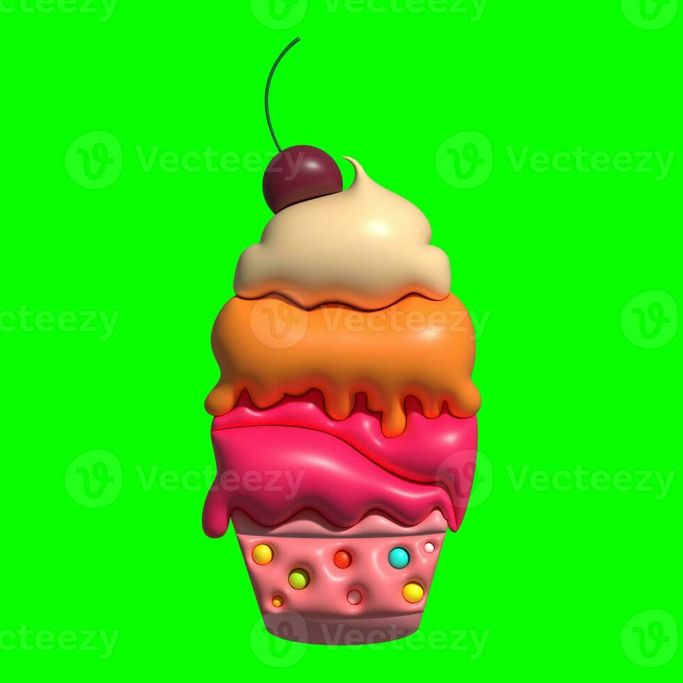 3D Ice Cream Graphic Assets with Greenscreen Background photo