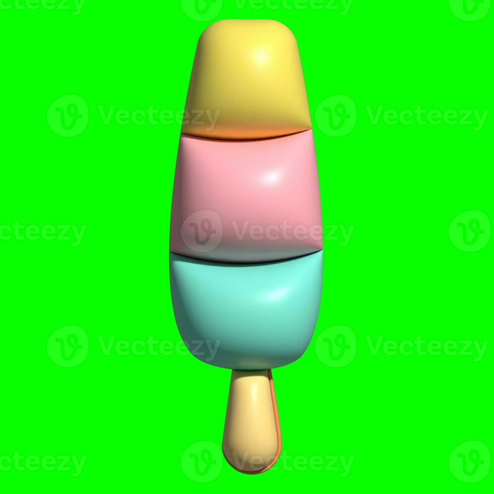 3D Ice Cream Graphic Assets with Greenscreen Background photo