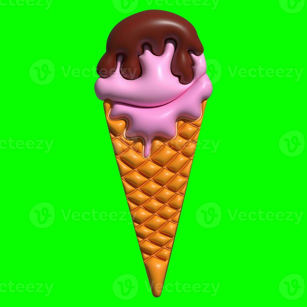 3D Ice Cream Graphic Assets with Greenscreen Background photo