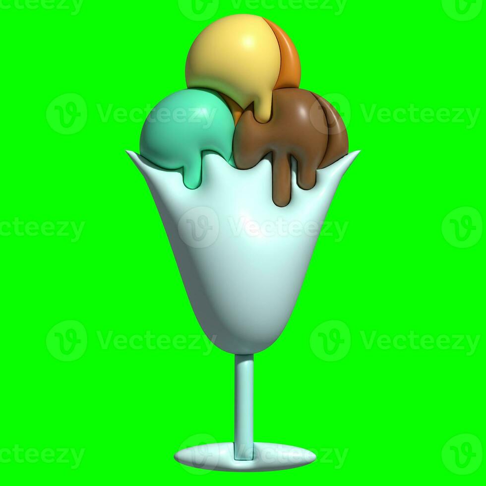 3D Ice Cream Graphic Assets with Greenscreen Background photo