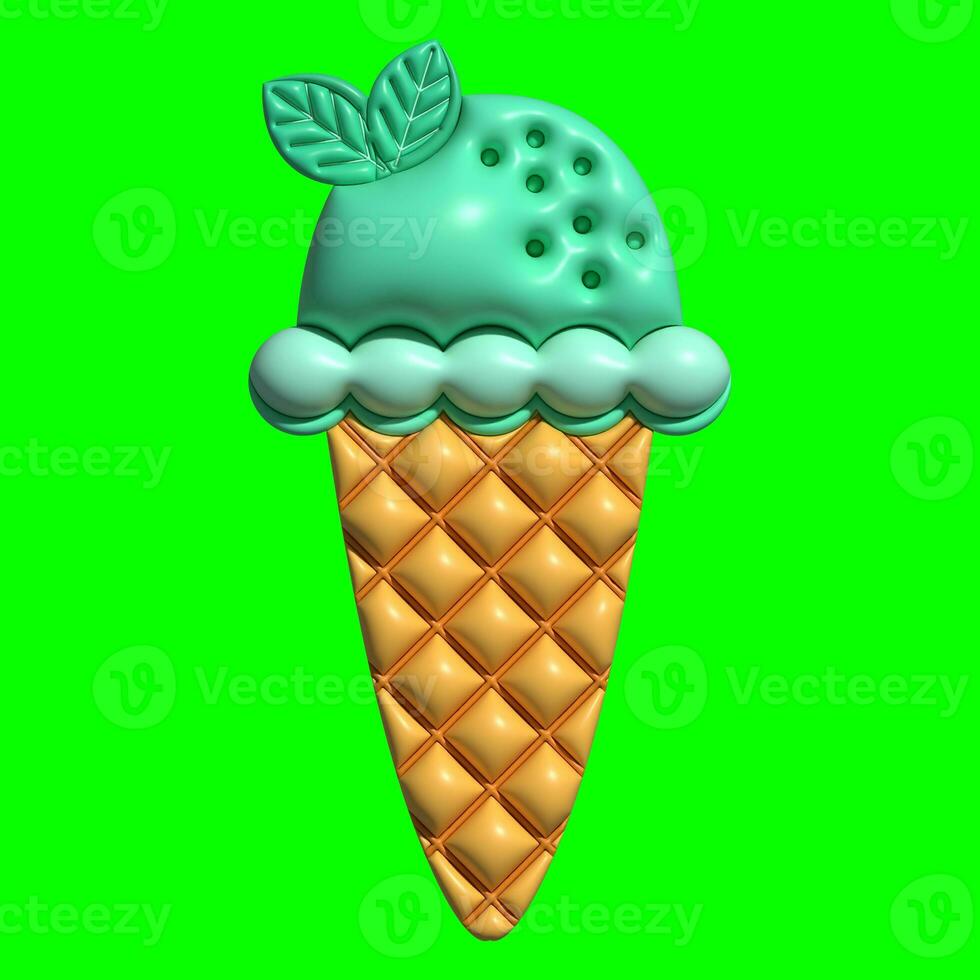 3D Ice Cream Graphic Assets with Greenscreen Background photo