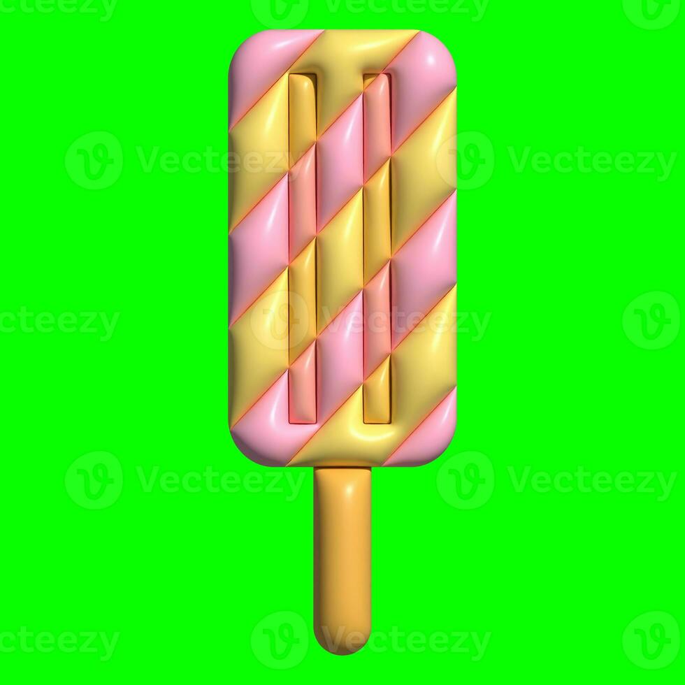 3D Ice Cream Graphic Assets with Greenscreen Background photo