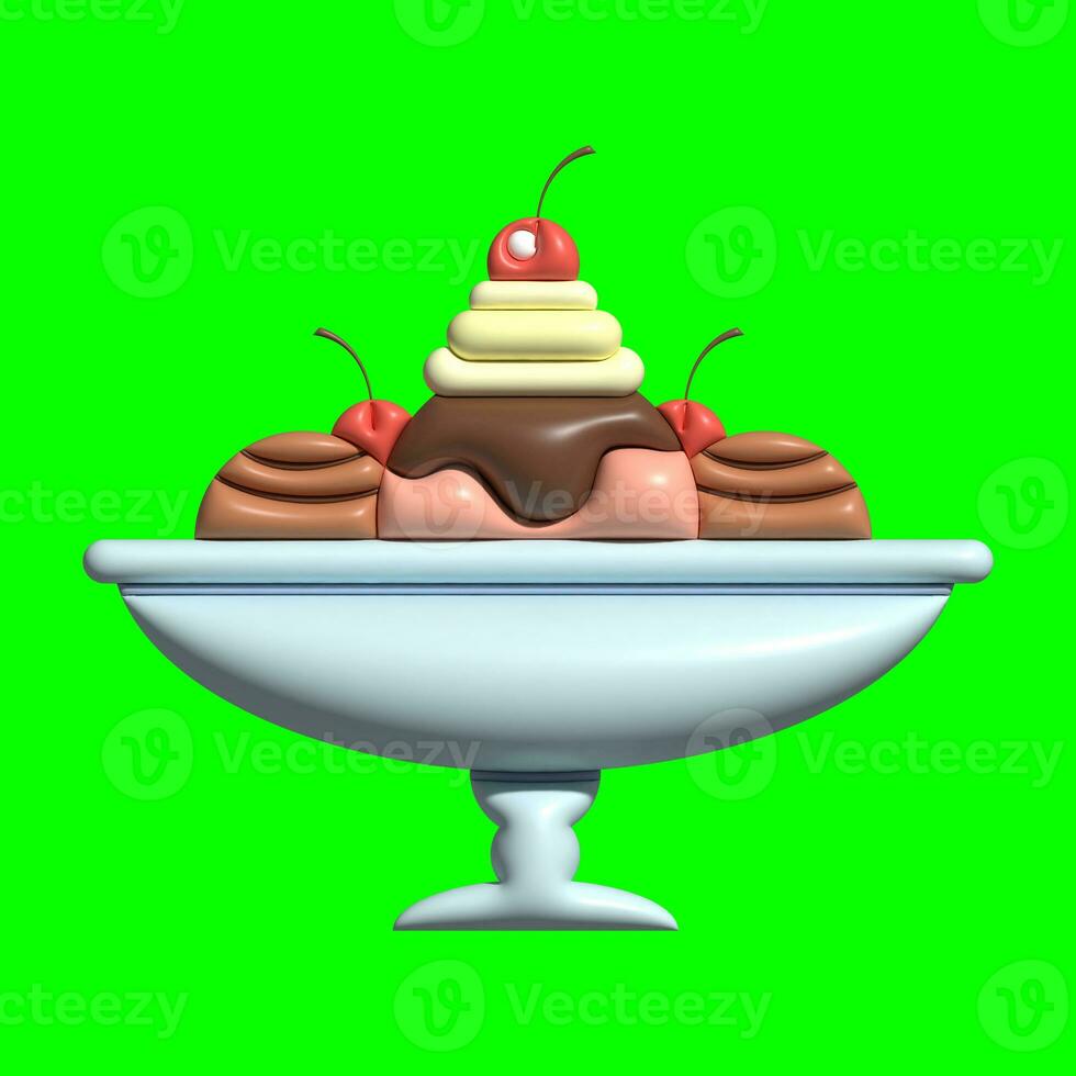 3D Ice Cream Graphic Assets with Greenscreen Background photo