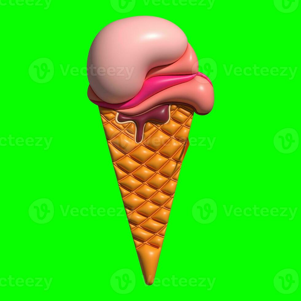 3D Ice Cream Graphic Assets with Greenscreen Background photo