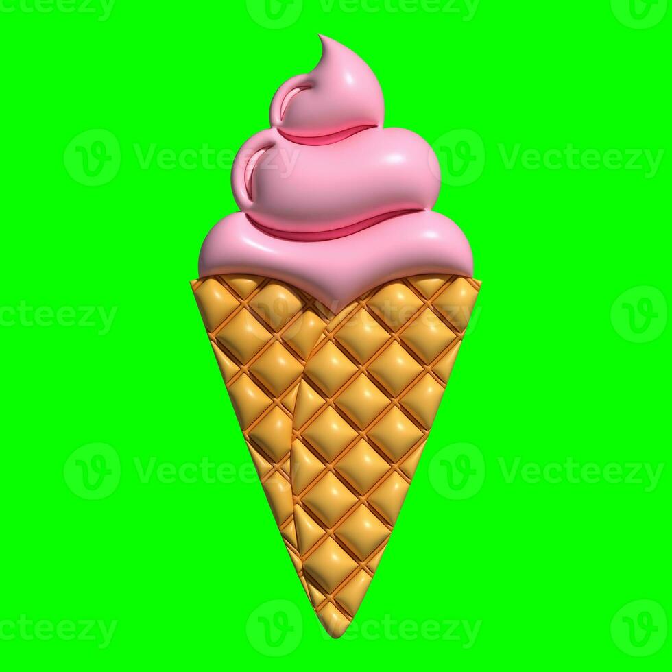 3D Ice Cream Graphic Assets with Greenscreen Background photo