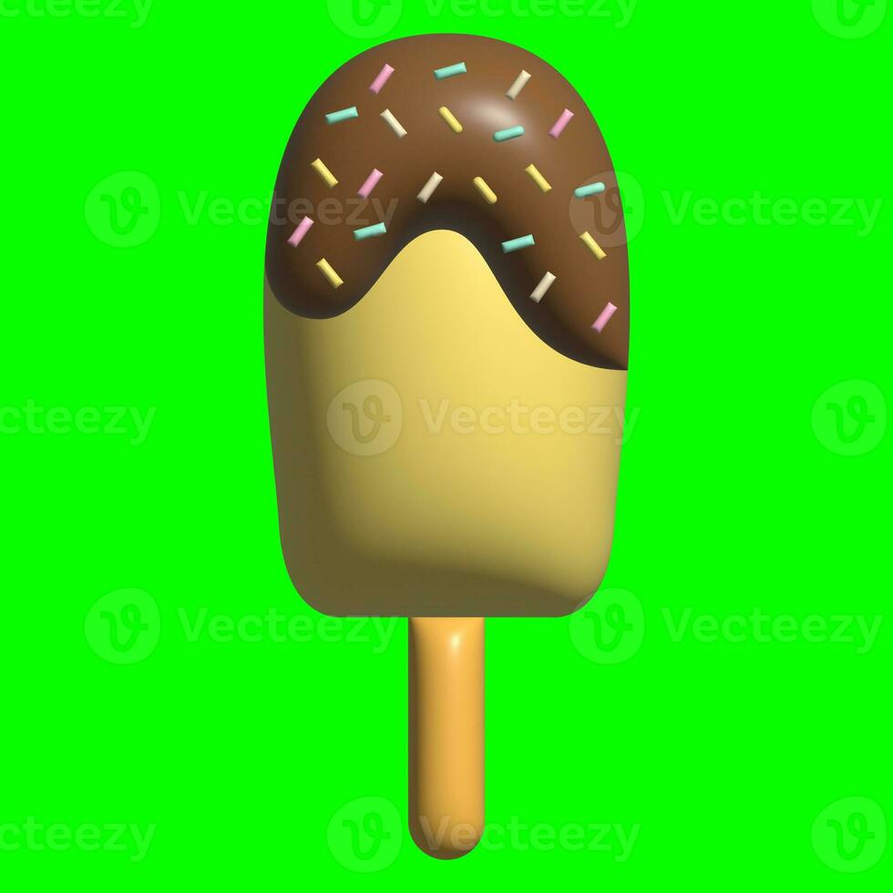 3D Ice Cream Graphic Assets with Greenscreen Background photo