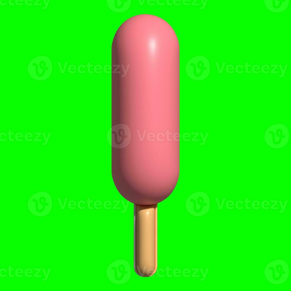 3D Ice Cream Graphic Assets with Greenscreen Background photo