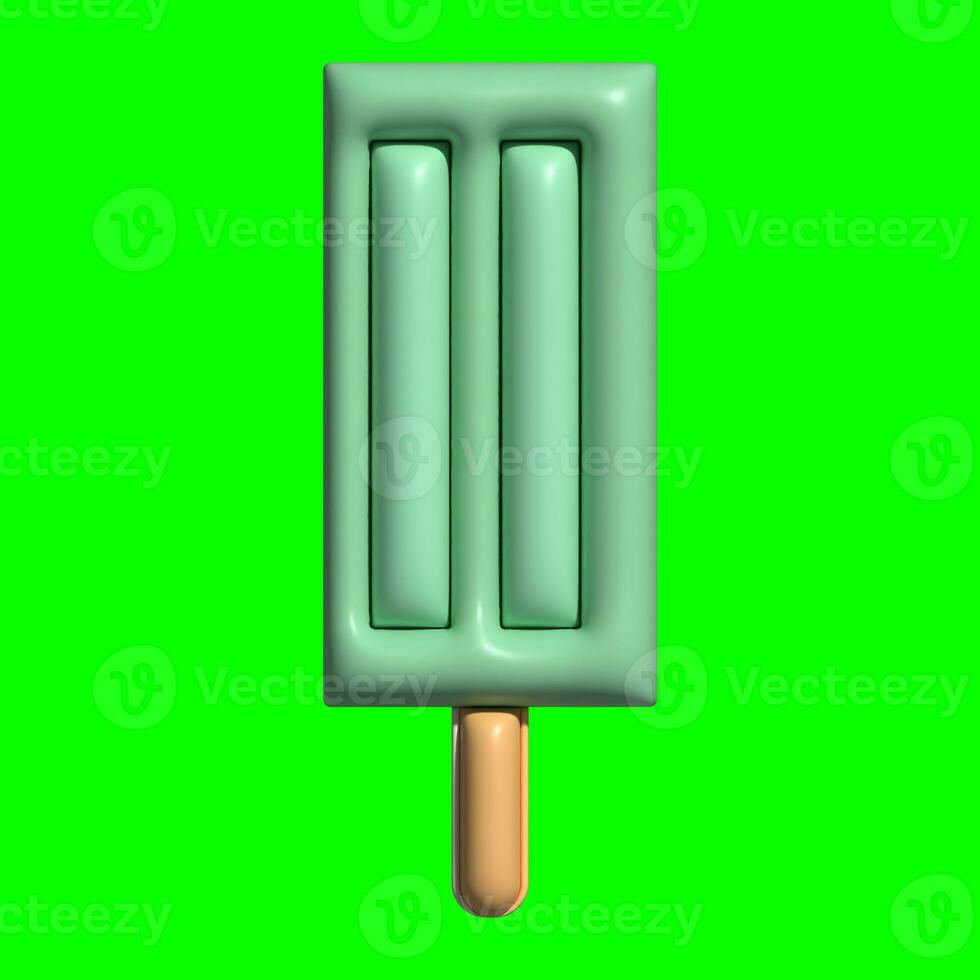 3D Ice Cream Graphic Assets with Greenscreen Background photo