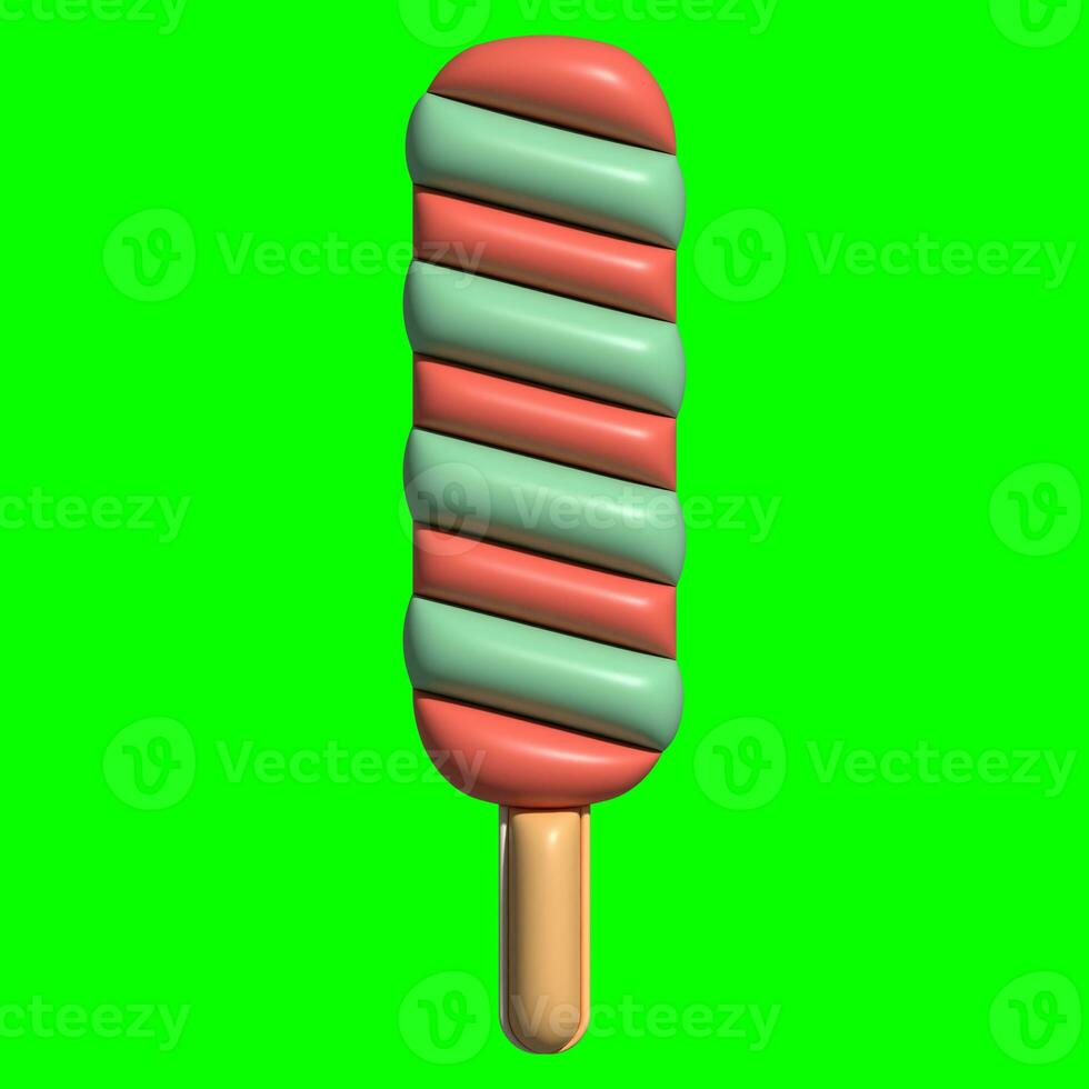 3D Ice Cream Graphic Assets with Greenscreen Background photo