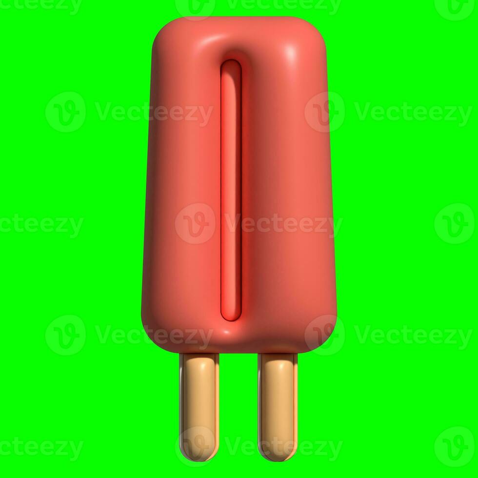 3D Ice Cream Graphic Assets with Greenscreen Background photo