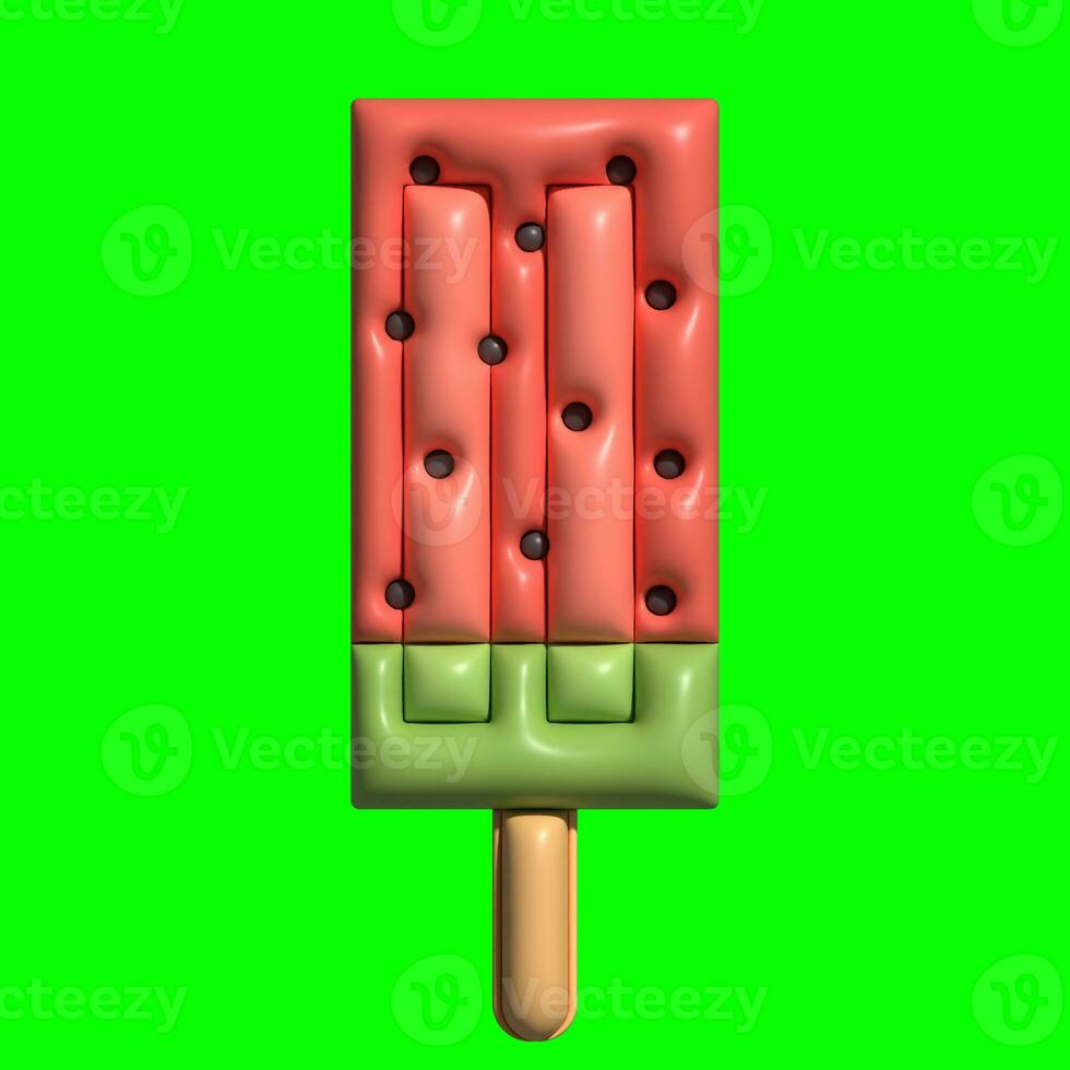 3D Ice Cream Graphic Assets with Greenscreen Background photo