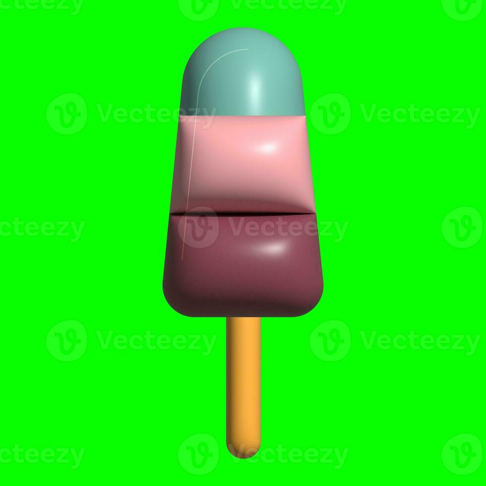 3D Ice Cream Graphic Assets with Greenscreen Background photo