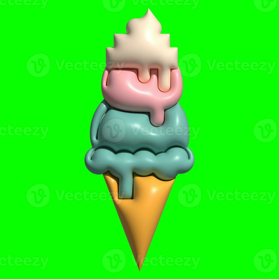 3D Ice Cream Graphic Assets with Greenscreen Background photo