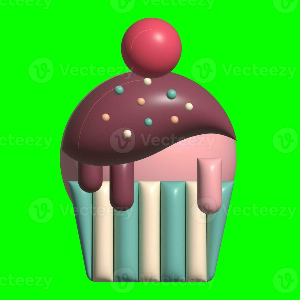 3D Ice Cream Graphic Assets with Greenscreen Background photo