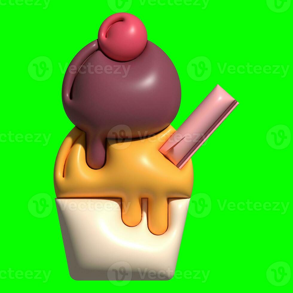 3D Ice Cream Graphic Assets with Greenscreen Background photo