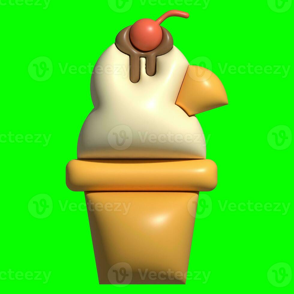 3D Ice Cream Graphic Assets with Greenscreen Background photo