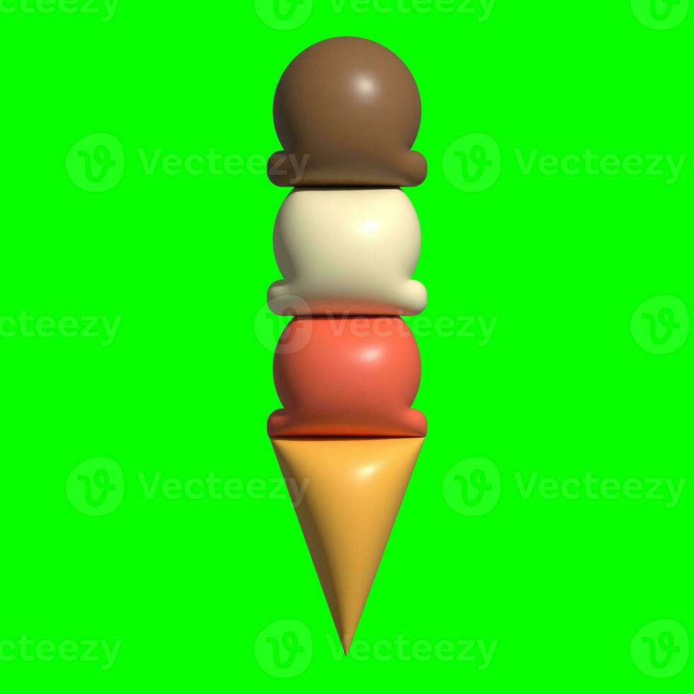 3D Ice Cream Graphic Assets with Greenscreen Background photo