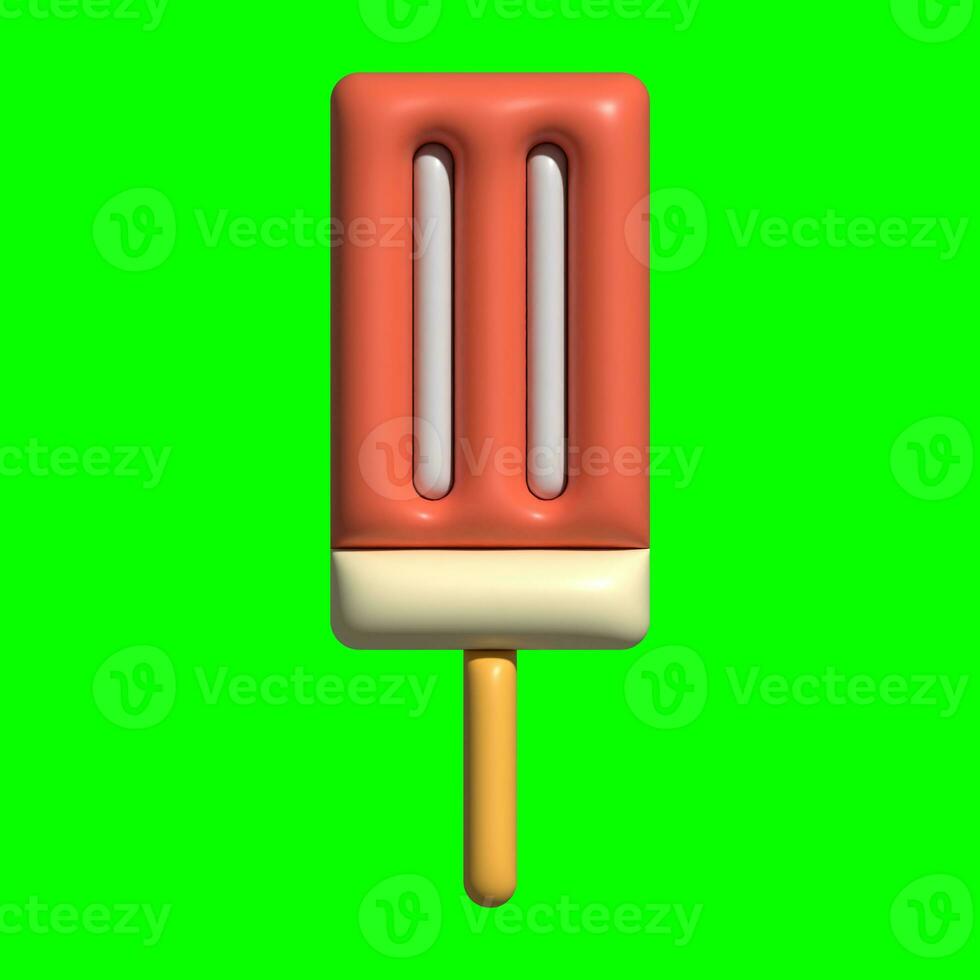 3D Ice Cream Graphic Assets with Greenscreen Background photo