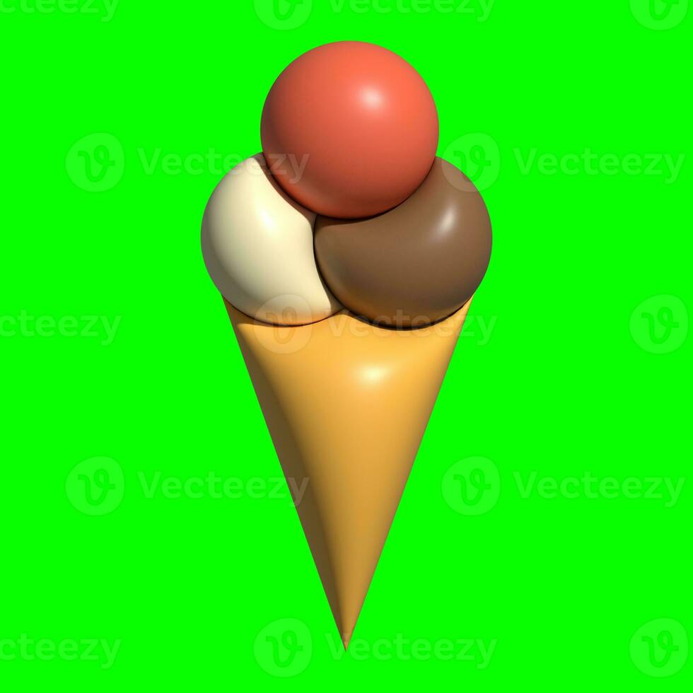 3D Ice Cream Graphic Assets with Greenscreen Background photo