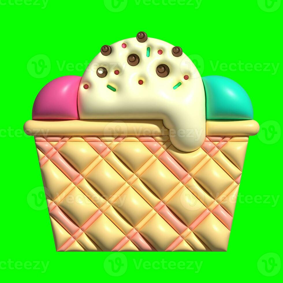 3D Ice Cream Graphic Assets with Greenscreen Background photo