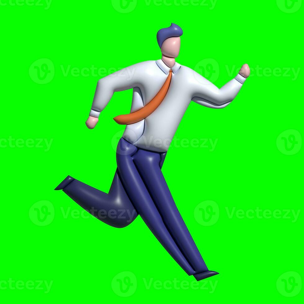 In Motion 3D Man Running with Greenscreen Background photo