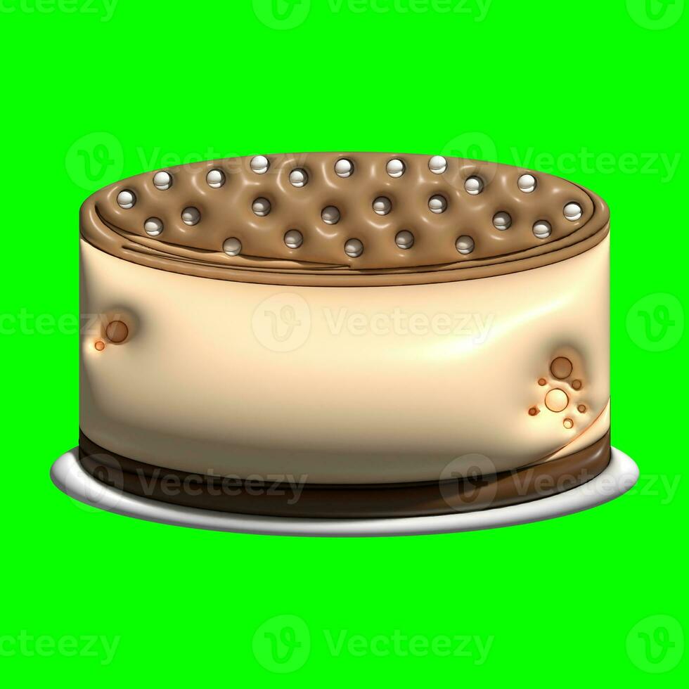 3D Cake Assets Design with Greenscreen Background photo