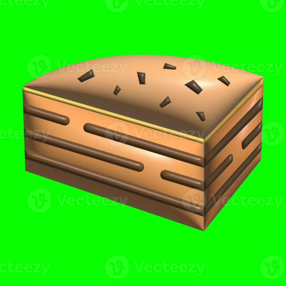 3D Cake Assets Design with Greenscreen Background photo